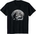 Bigfoot Walking a Dog Funny Great Dane Lovers Moon Halloween T-Shirt - Black
