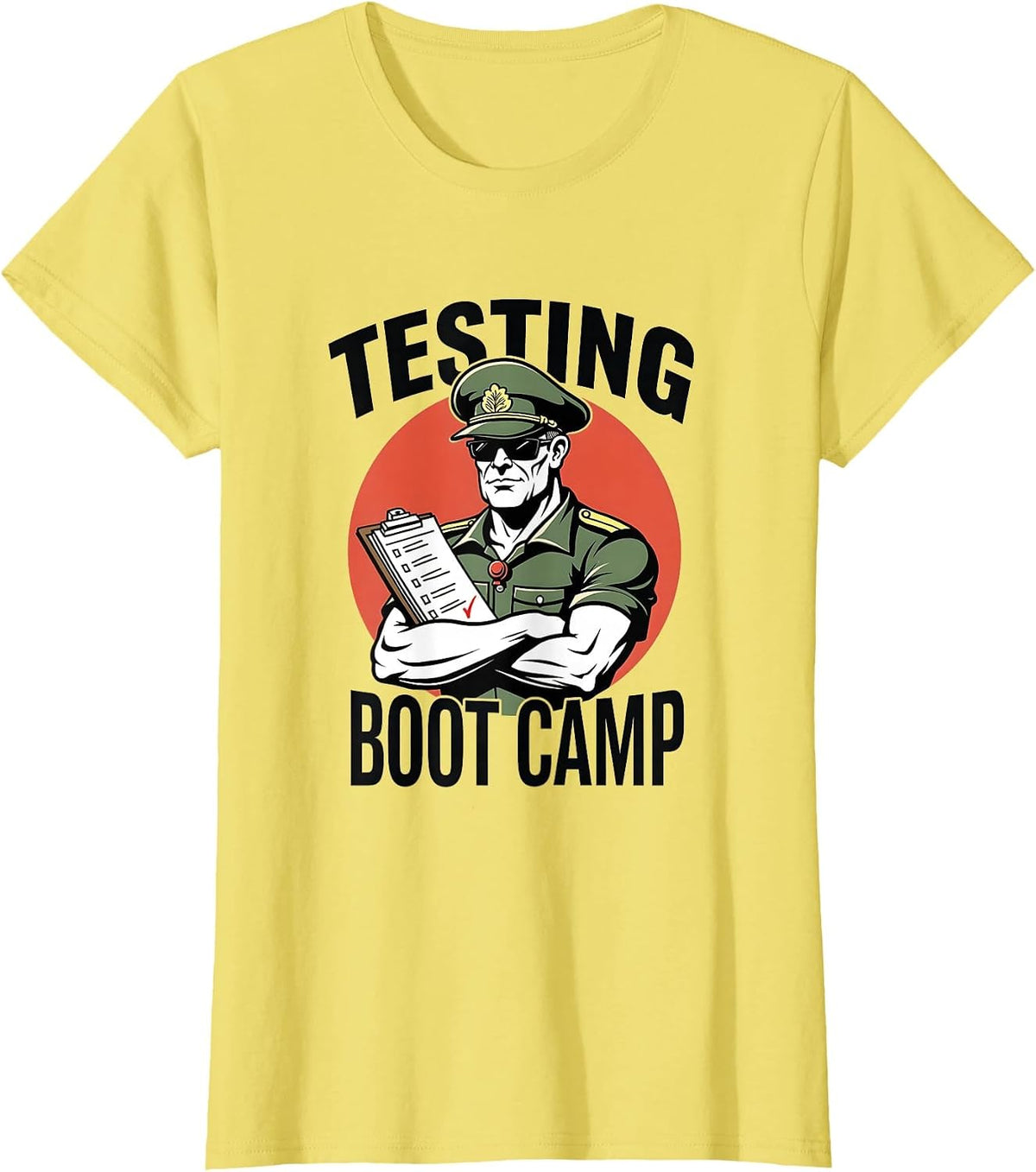 Rock The Test Music Teacher Testing Boot Camp Design T-Shirt - Lemon Yellow