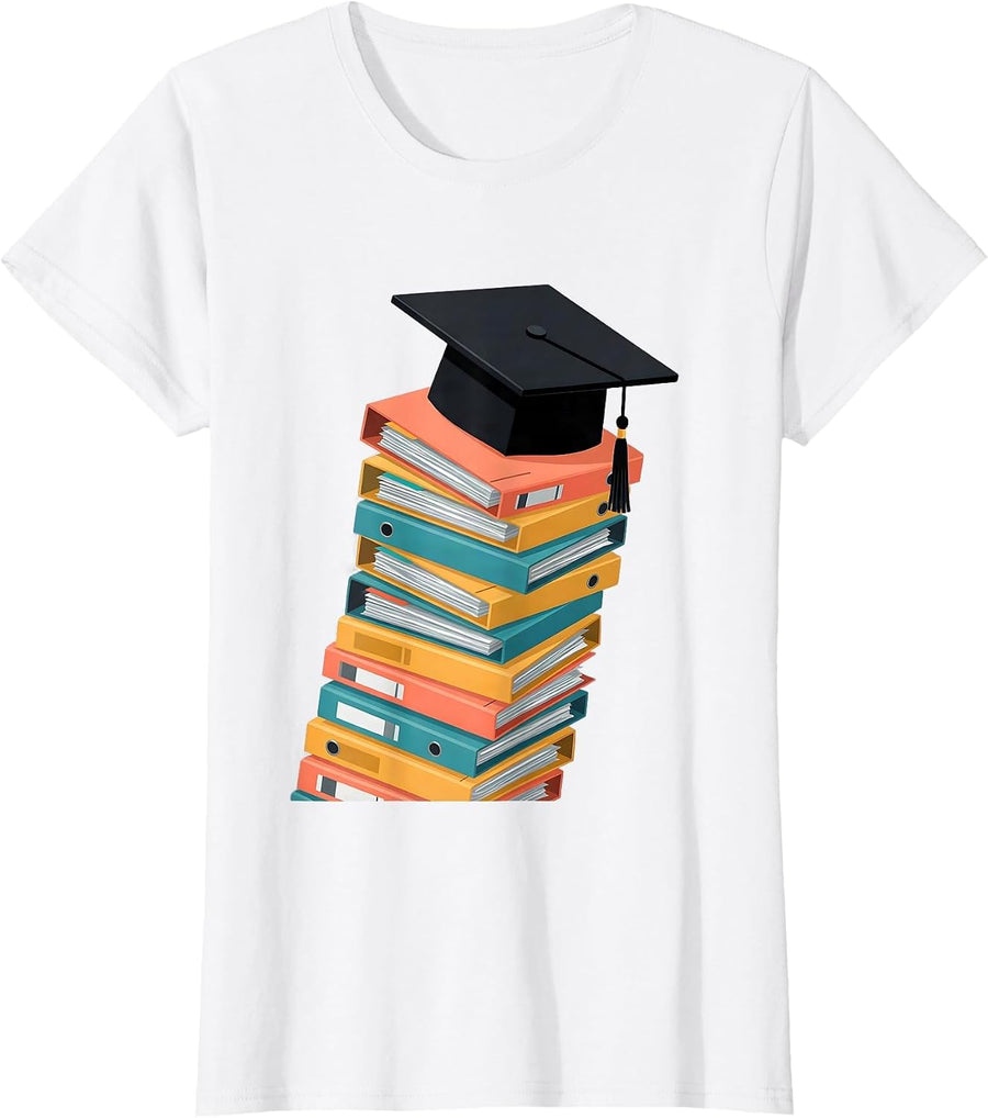 Women's Sped Teacher Graduation Cap IEP Stack Gift T-Shirt - White