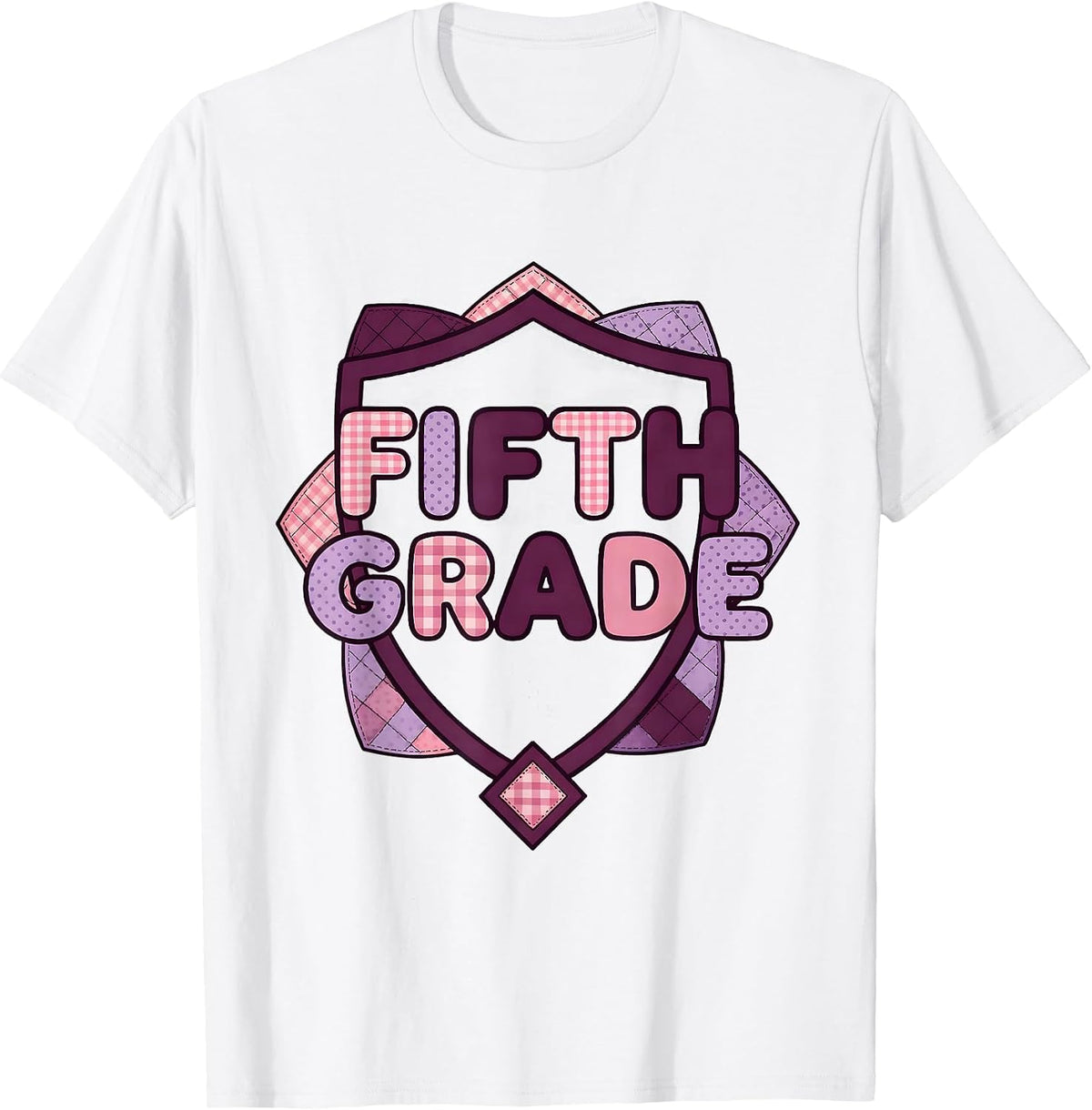 Men's Fifth Grade Blue Patchwork Back To School Girls Teachers T-Shirt - White