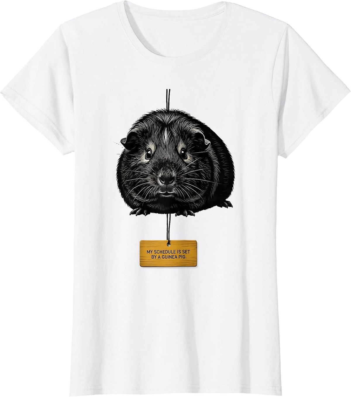 Women's My Schedule Is Set By A Guinea Pig Funny Guinea Pig Lover T-Shirt - White