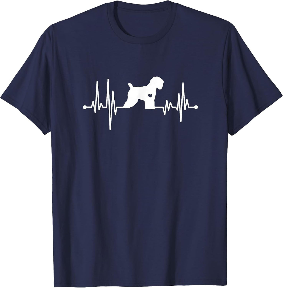 Soft Coated Wheaten Terrier Heartbeat Wheatie Dog Lover T-Shirt - Navy Blue
