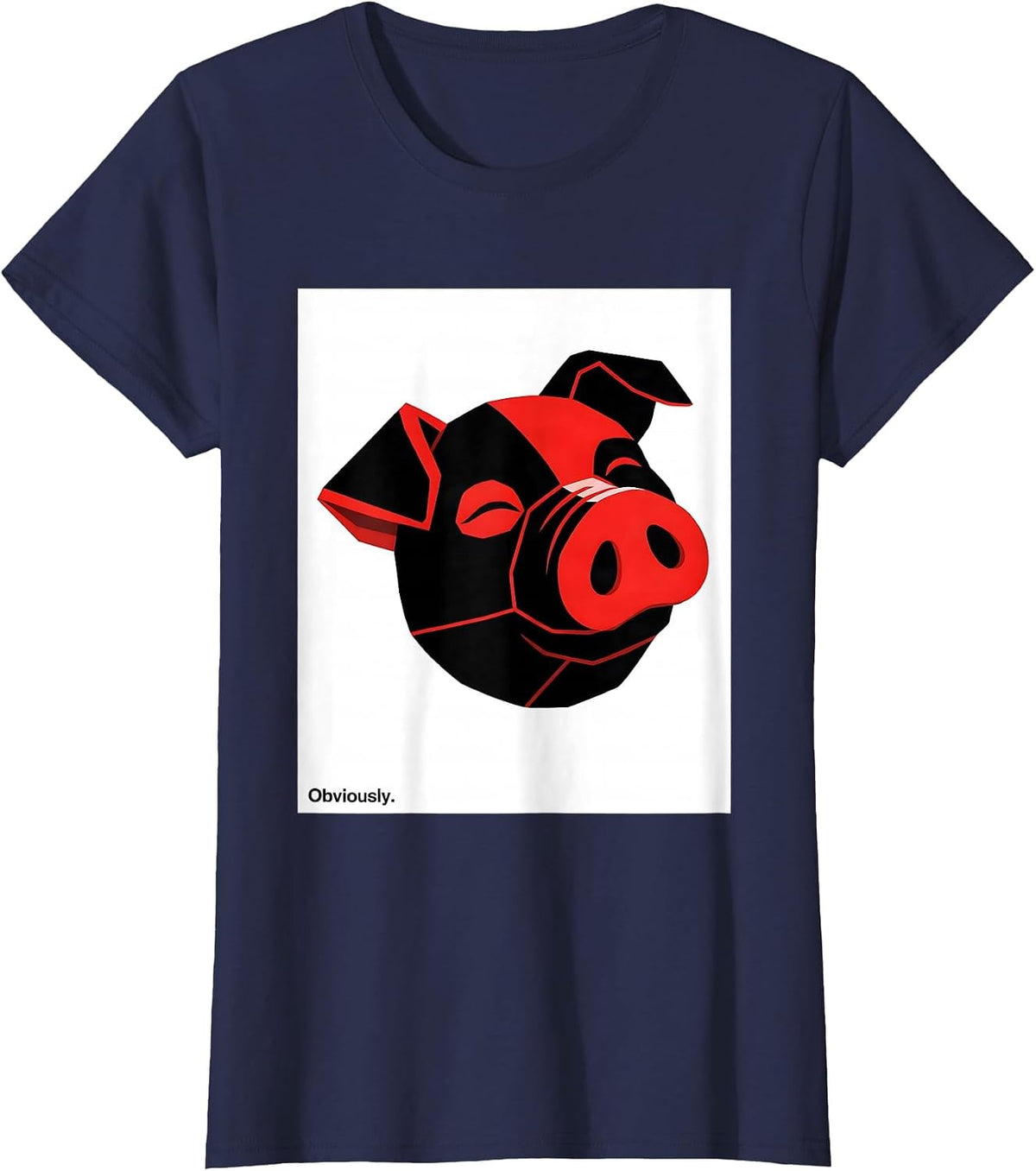 Women's Obviously Funny Pig Farm Animal Lover Humor T-Shirt - Navy Blue