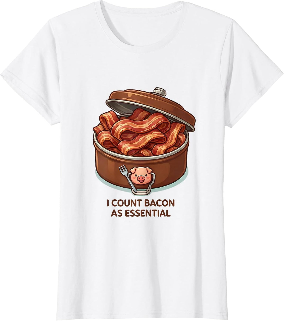 I Count Bacon As Essential Cute Kawaii Food Humor Pig Lover T-Shirt - White