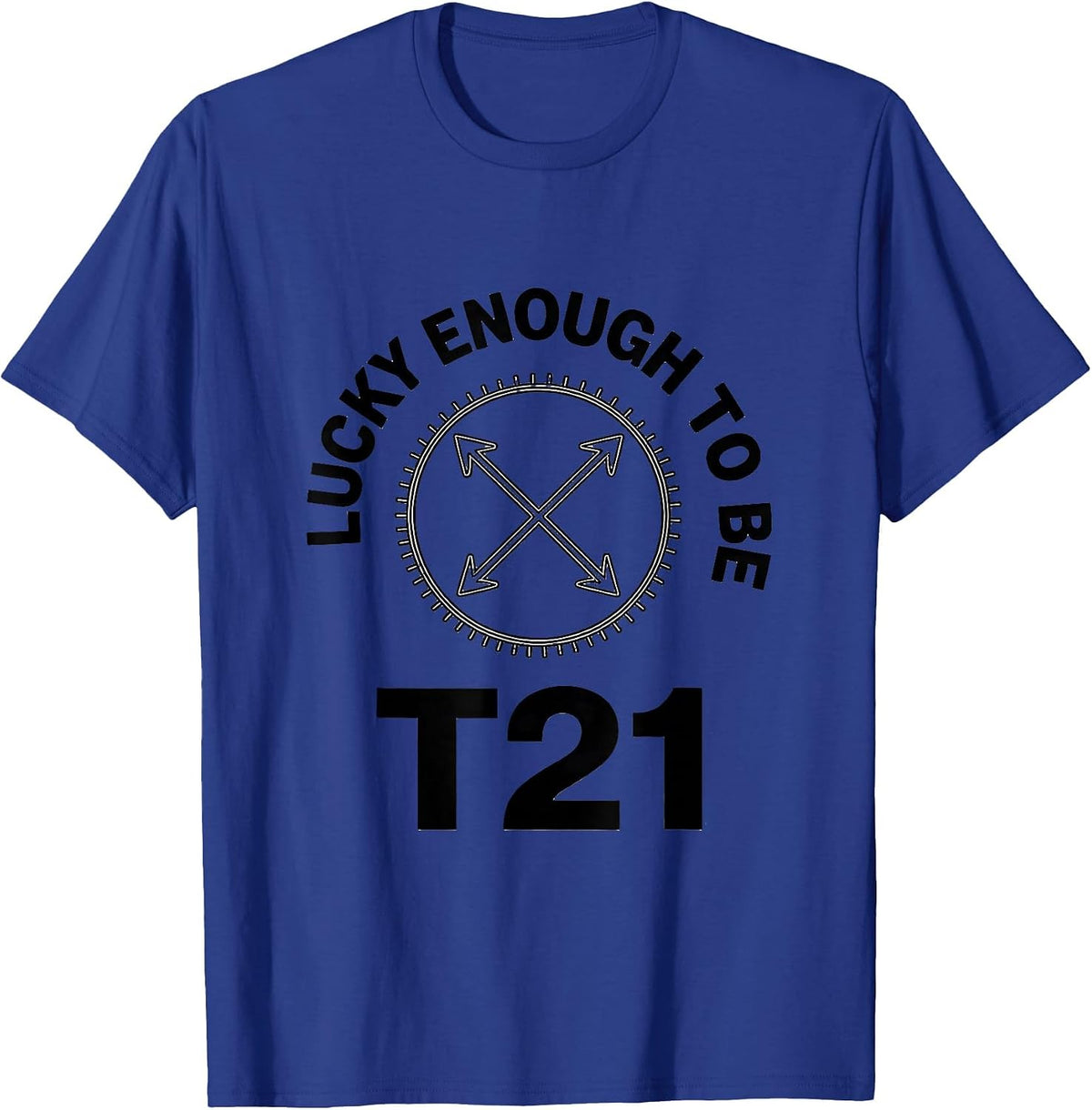 Men's Lucky Enough To Be T21 Down Syndrome Awareness Sunflower T-Shirt - Royal Blue