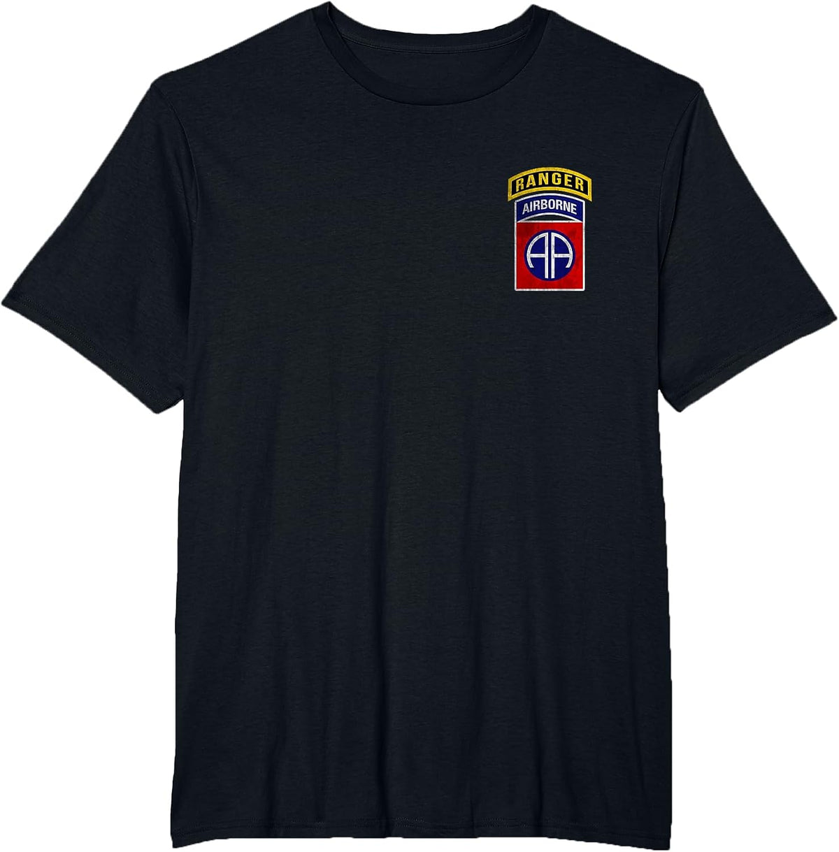 82nd Airborne Division Ranger Tab Paratrooper Logo Veteran T-Shirt - Black