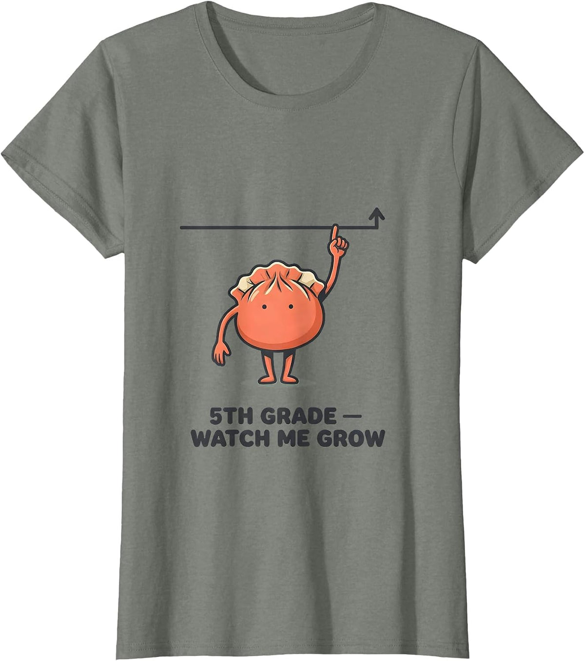 5th Grade Watch Me Grow Cute Dumpling Back to School Girl T-Shirt - Olive Heather