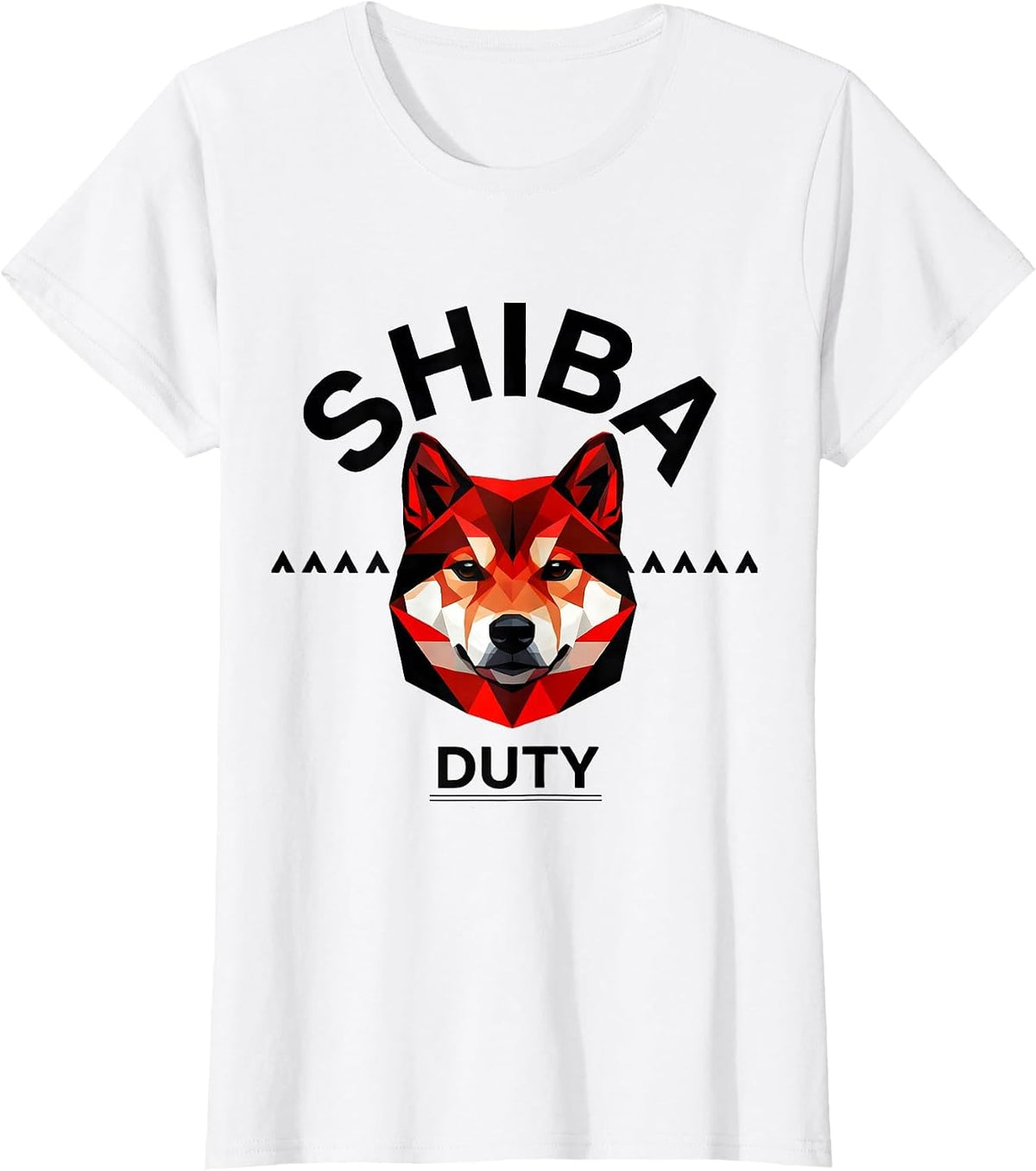 Women's SHIBA Duty Geometric Minimalist Shiba Inu Badge Patch Line T-Shirt - White