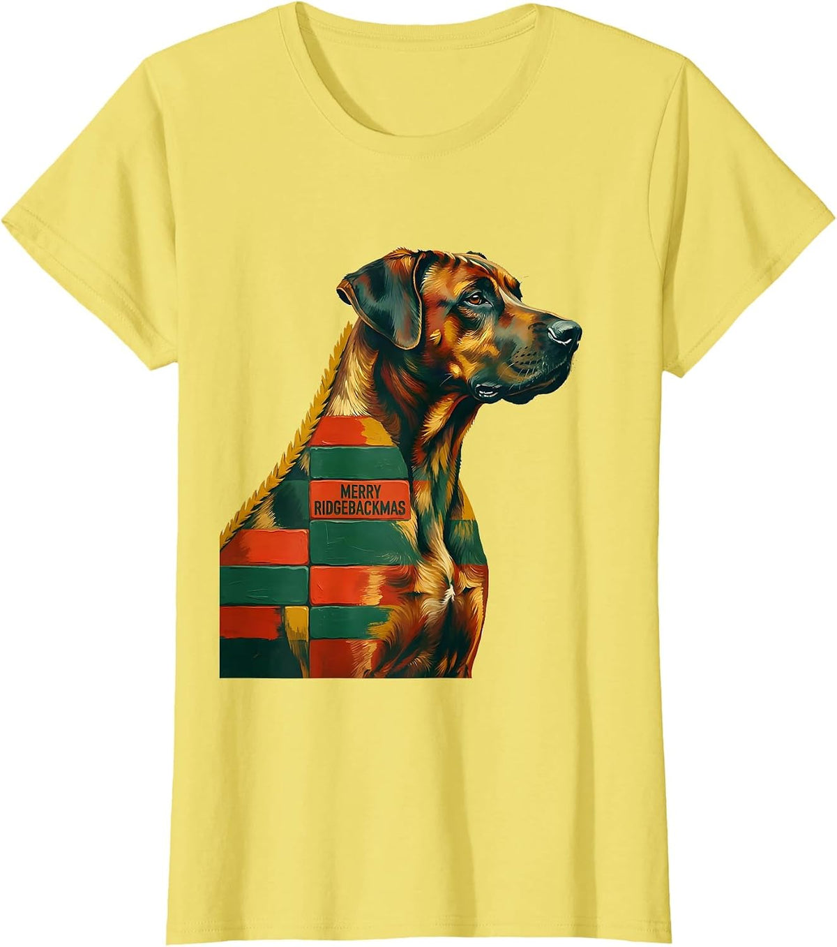 Merry Ridgebackmas Funny Rhodesian Ridgeback Dog Lover T-Shirt - Lemon Yellow