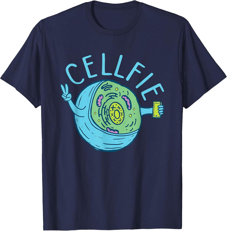 Cellfie - Funny Biologist Biology Student Cell Science T-Shirt - Navy Blue