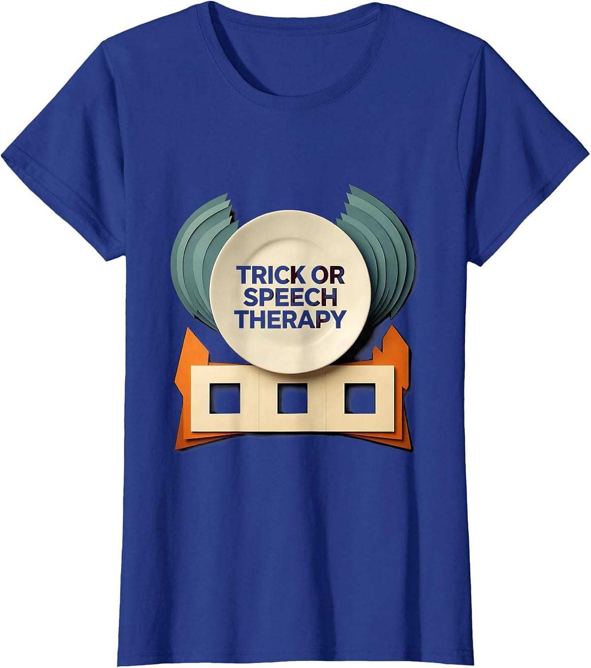 Women's Trick Or Speech Therapy Whimsical SLP Teacher Halloween T-Shirt - Royal Blue