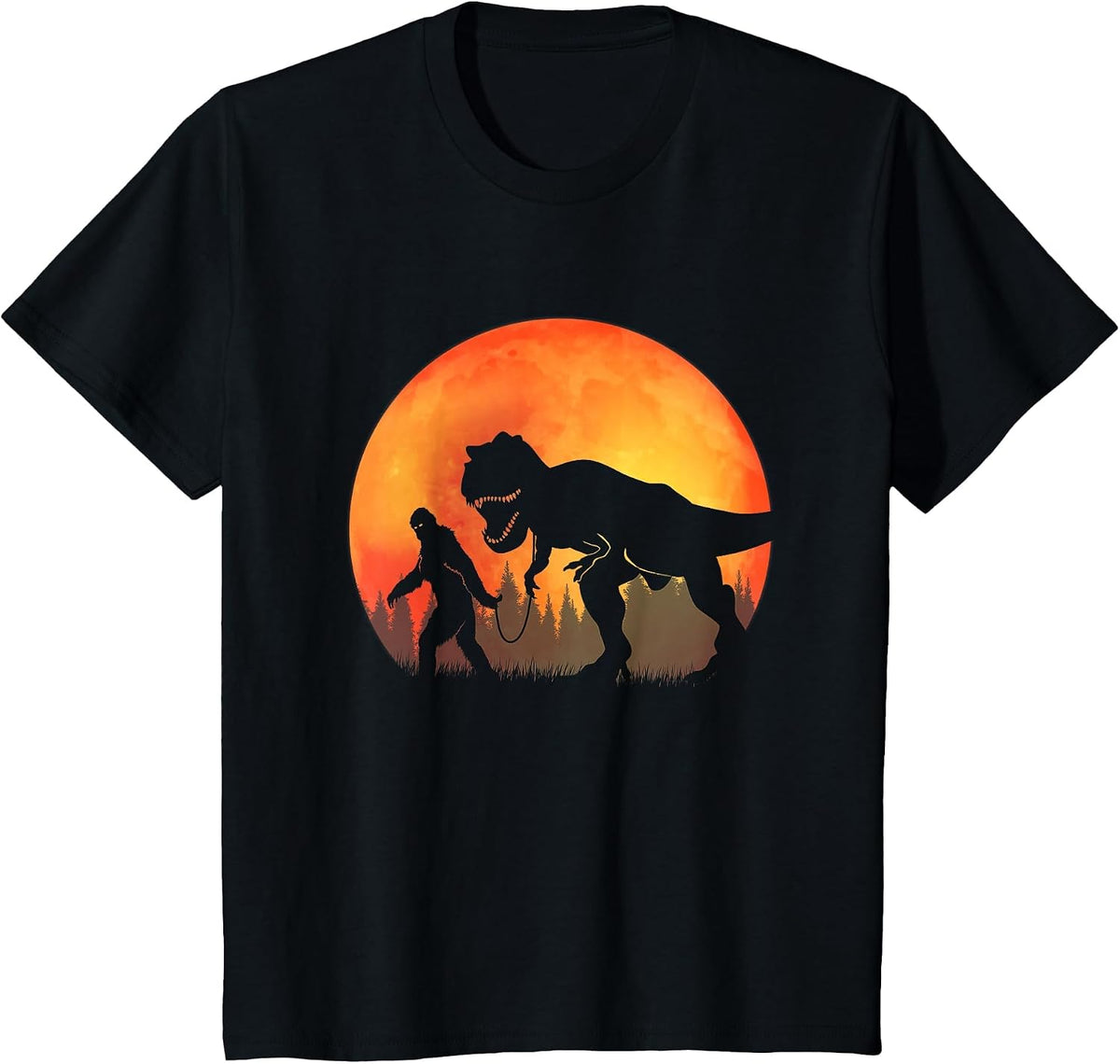 Bigfoot Dinosaurs - Bigfoot and TRex T-Shirt - Black