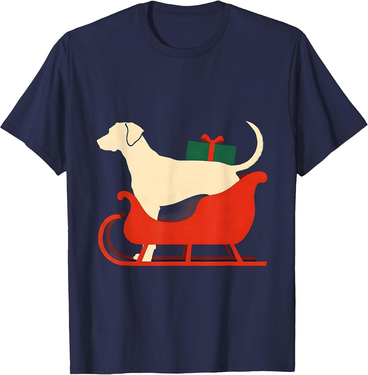 Rhodesian Ridgeback Christmas Sleigh Dog Lover Humor T-Shirt - Navy Blue