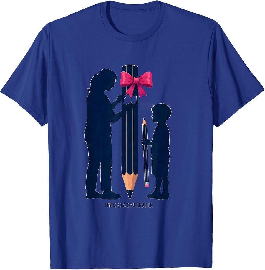 I Raised A 2nd Grader Playful Back To School Girl First Day T-Shirt - Royal Blue