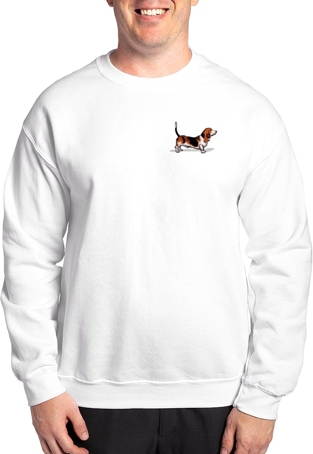 CafePress Bassett Hound Sweatshirt Classic Crew Neck Light Sweatshirt - White