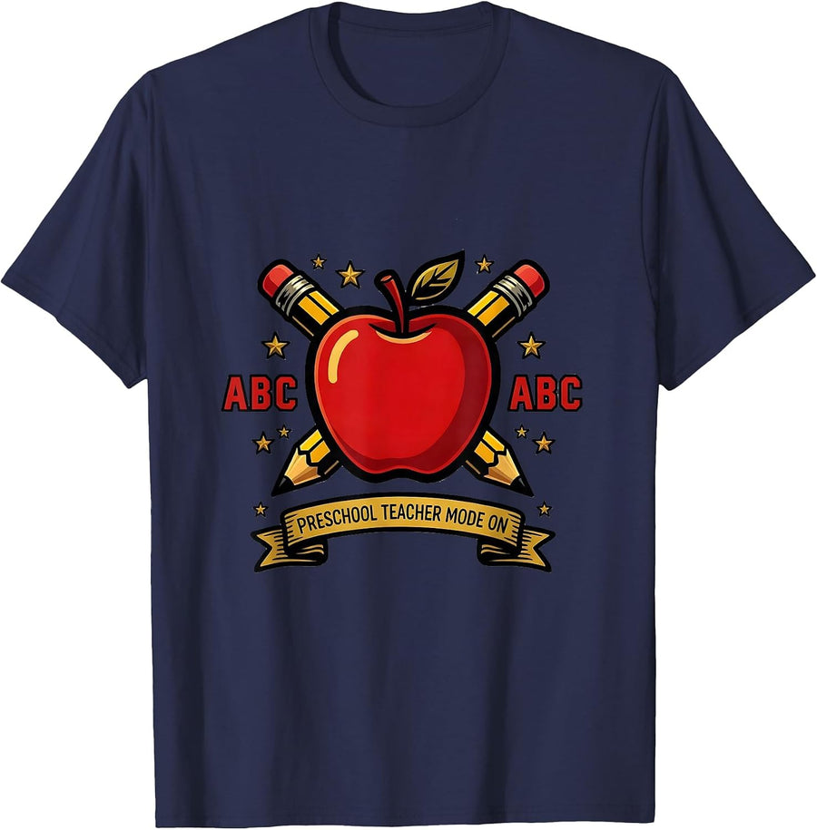 Preschool Teacher Mode On Educator Design T-Shirt - Navy Blue