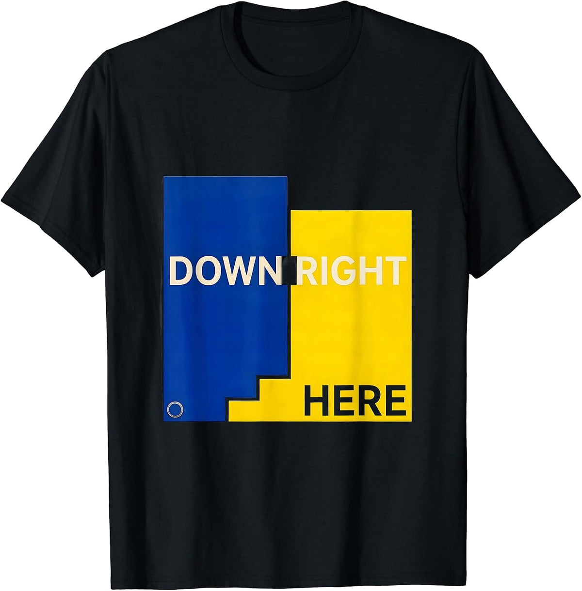 Men's Down Right Here Heartfelt Down Syndrome Awareness Family T-Shirt - Black