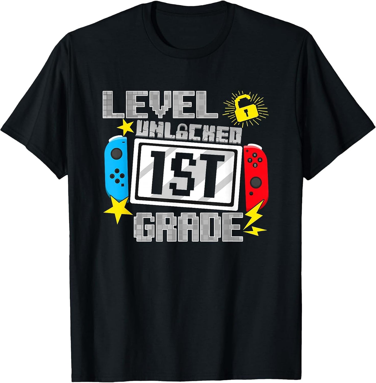 First Day of 1st Grade Level Unlocked Game Back to School T-Shirt - Black