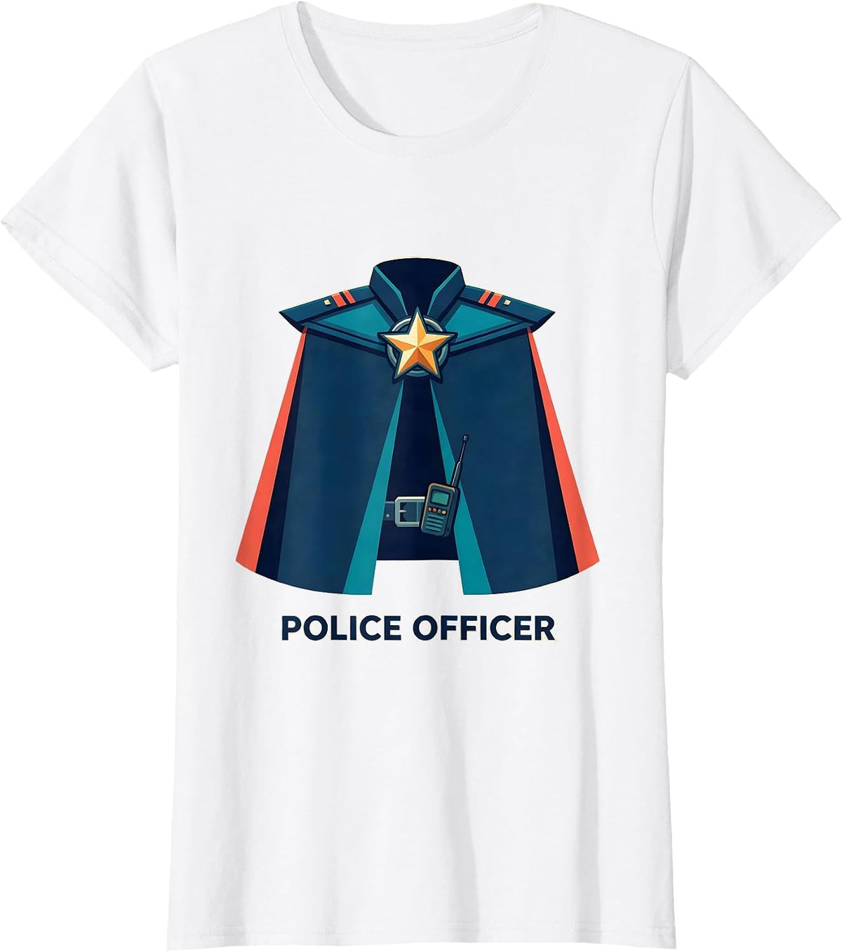 Police Officer Flat Vector Halloween Costume Kids Adults T-Shirt - White