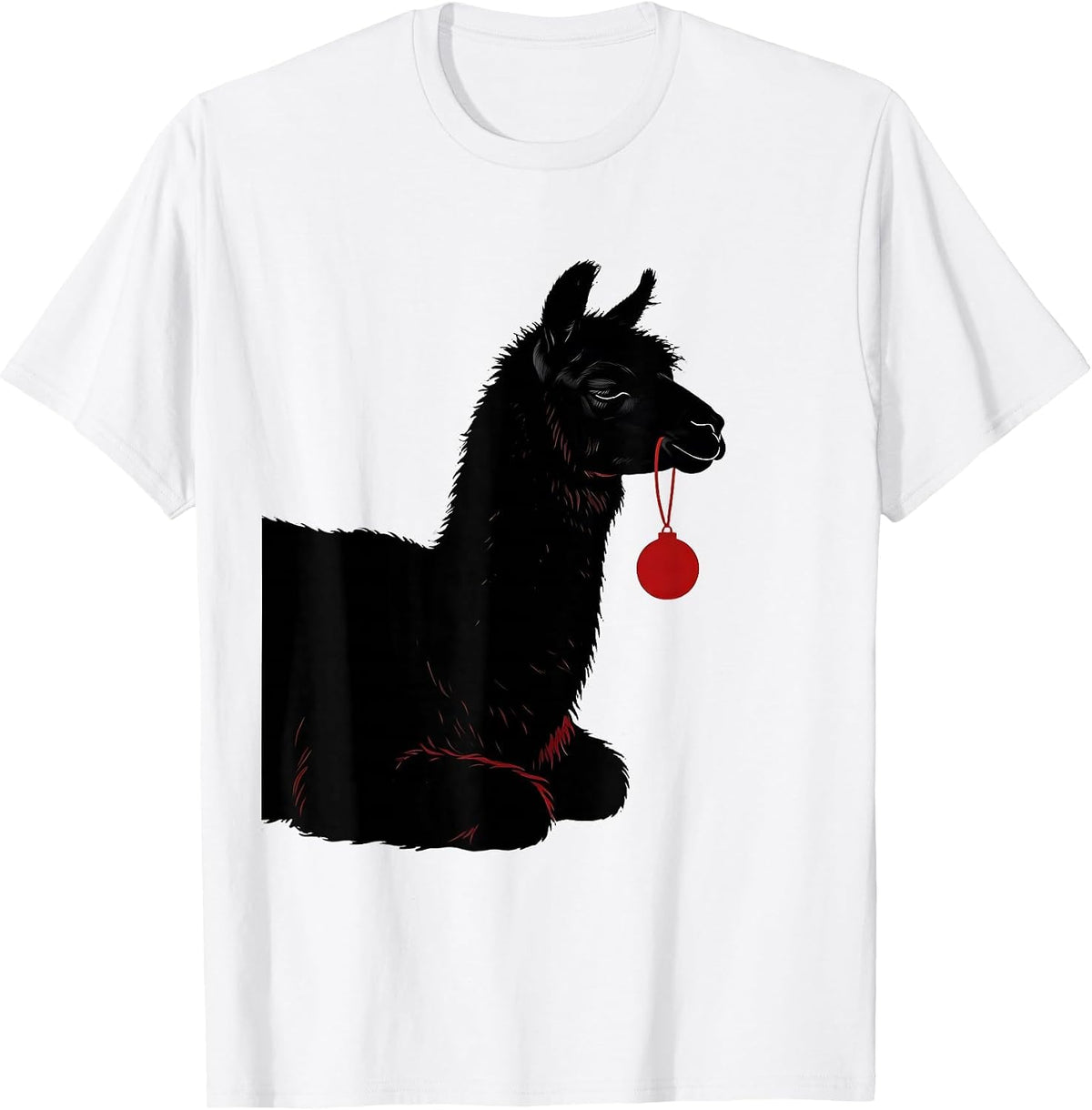 Men's Llama Silhouette Funny Christmas Animal Lover Humor T-Shirt - White