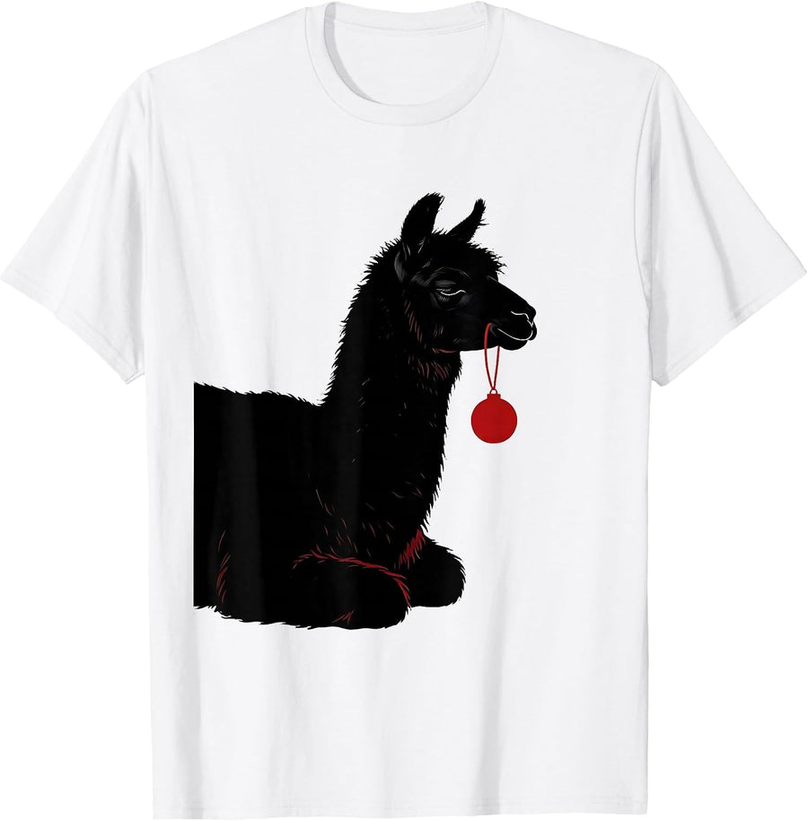 Men's Llama Silhouette Funny Christmas Animal Lover Humor T-Shirt - White