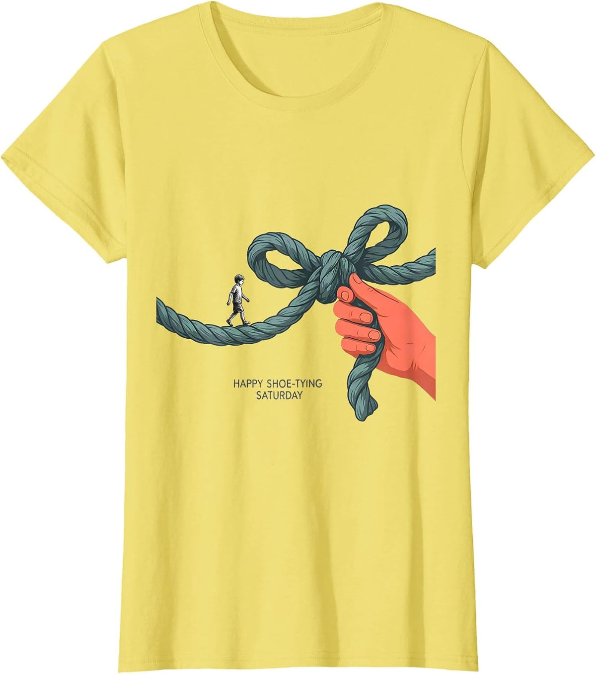 Women's Happy Shoe-Tying Saturday Occupational Therapy OT Assistant T-Shirt - Lemon Yellow