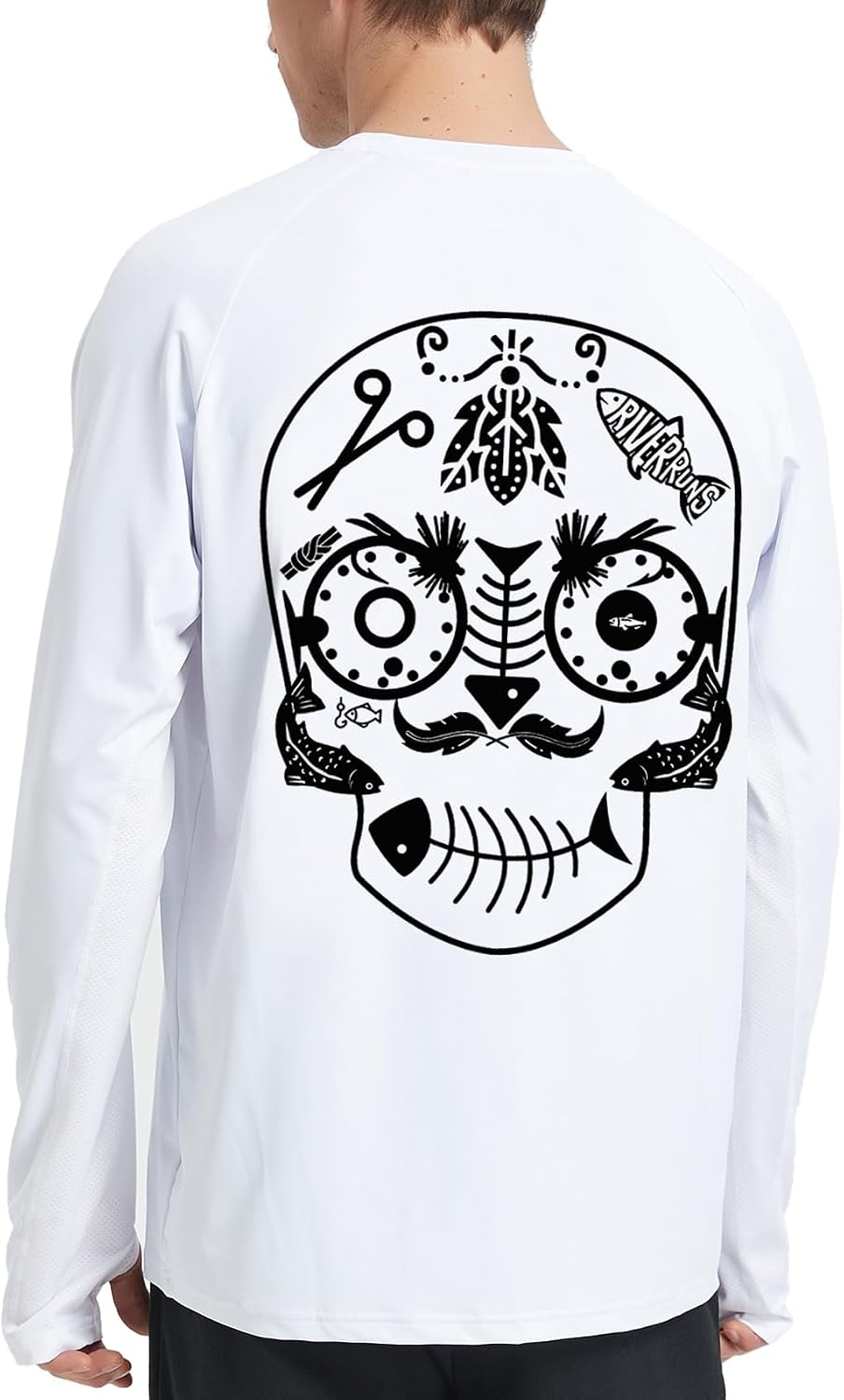 Riverruns UPF 50+ Long Sleeve Fishing Shirt for Men - White Fishing Gear Combo