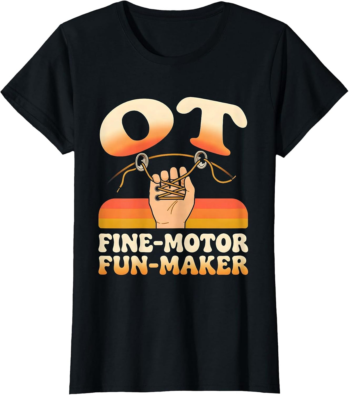 Women's OT Fine-Motor Fun-Maker Retro Occupational Therapy T-Shirt - Black
