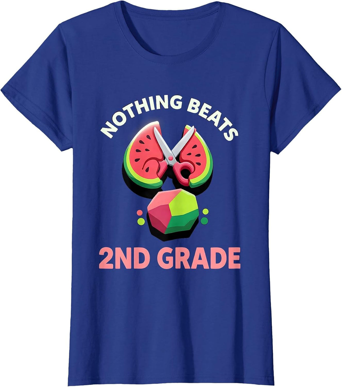 Women's Nothing Beats 2nd Grade Back to School Rock Paper Scissors T-Shirt - Royal Blue