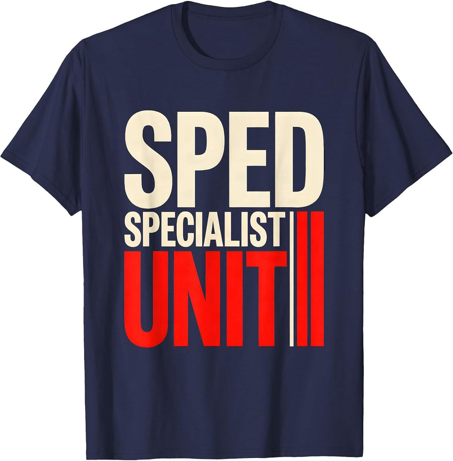 SPED Specialist Unit Funny Special Education Teacher Squad T-Shirt - Navy Blue