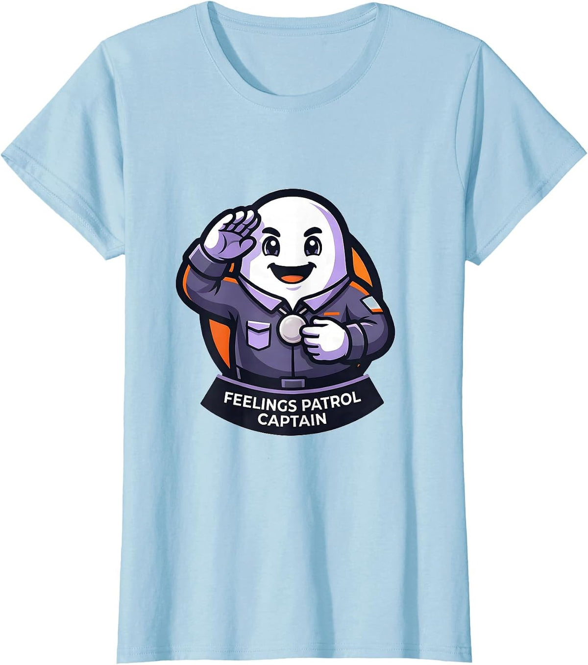 Women's Feelings Patrol Captain Halloween Mental Health Counselor T-Shirt - Baby Blue
