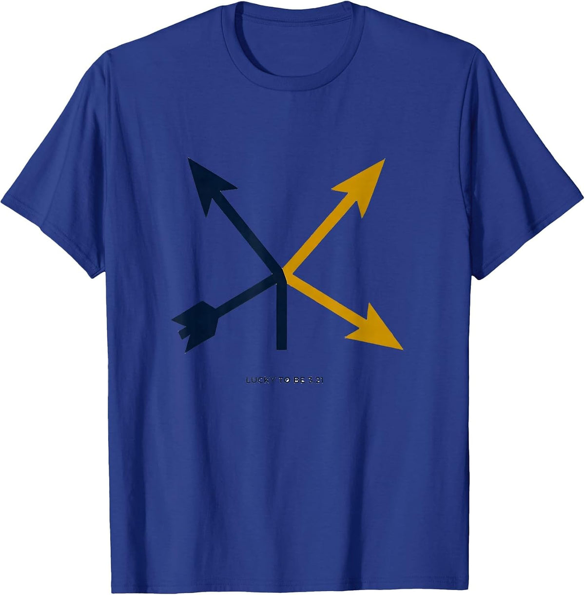 Men's Lucky To Be 3.21 Minimalist Down Syndrome Awareness Arrows T-Shirt - Royal Blue
