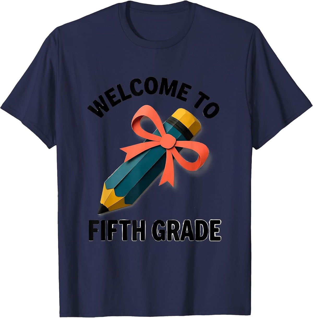Men's Welcome To Fifth Grade Cute Back To School Coquette Bow T-Shirt - Navy Blue
