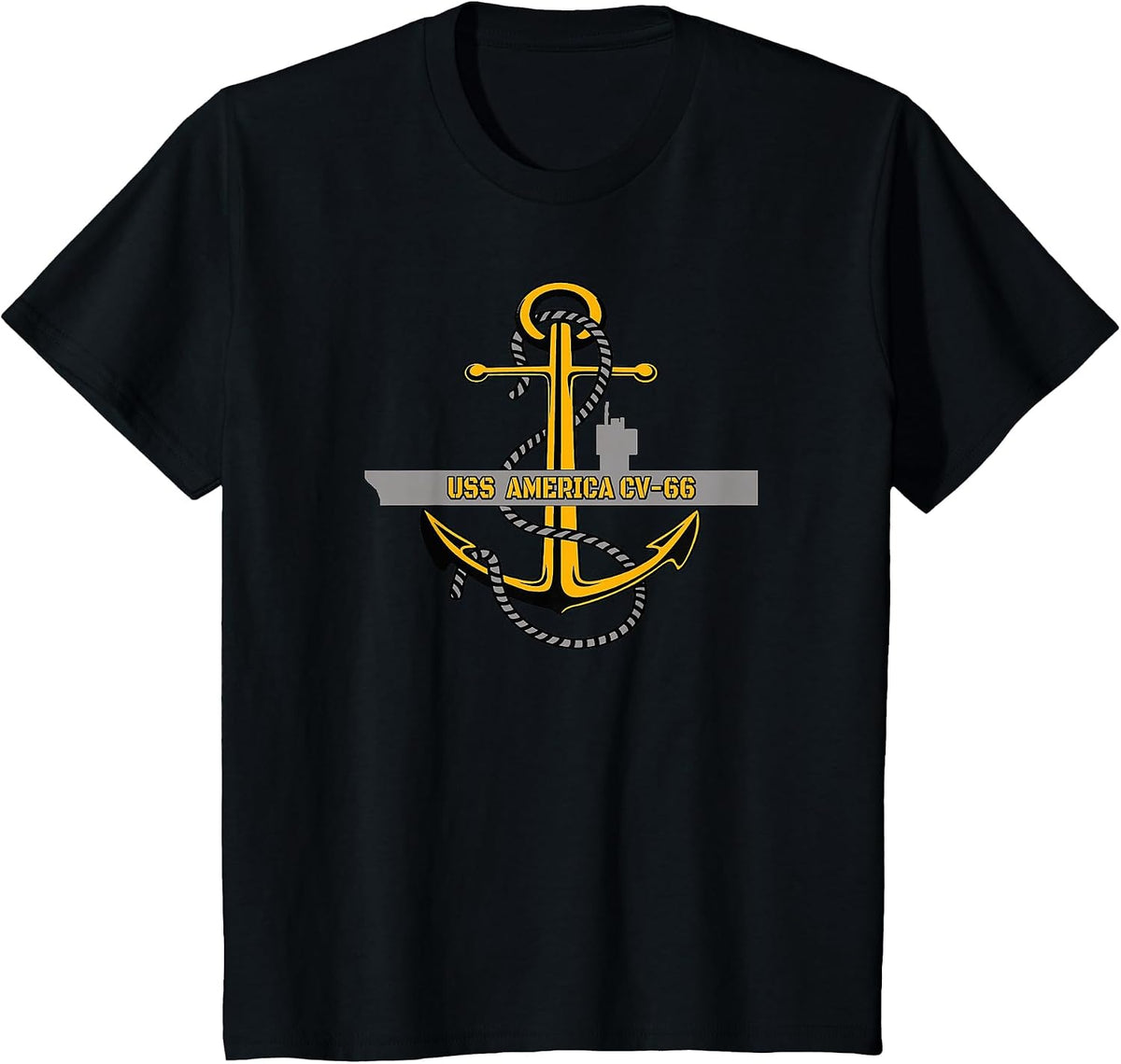 Aircraft Carrier USS America CV-66 Veterans Day Front&Back T-Shirt - Black