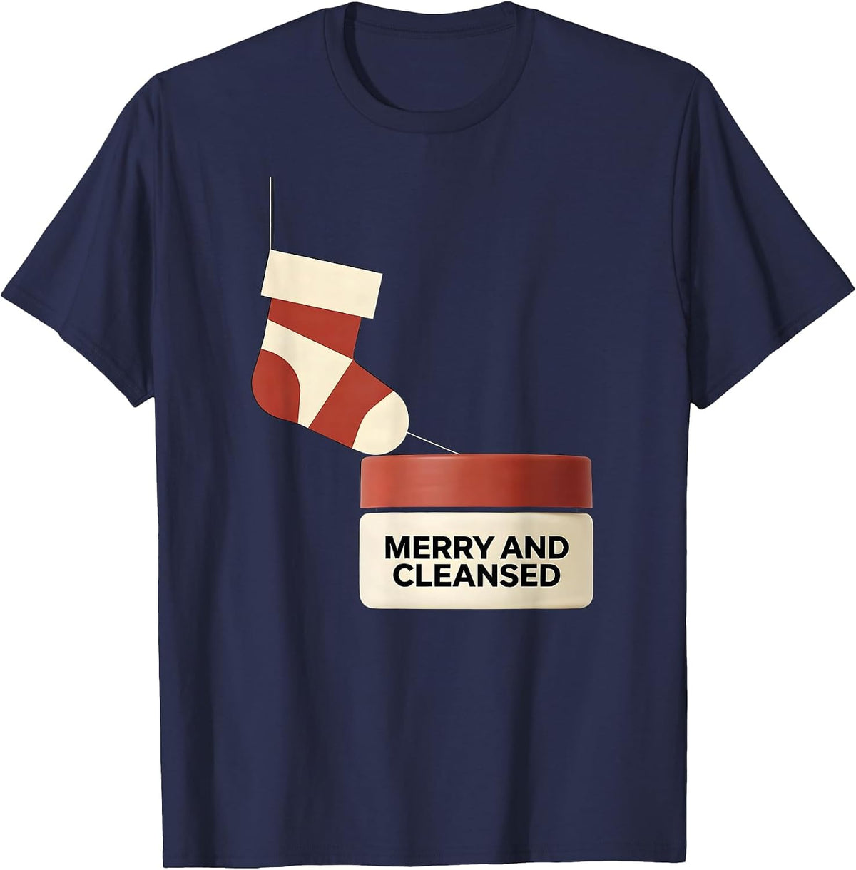Men's Merry And Cleansed Minimalist Esthetician Dermatology T-Shirt - Navy Blue