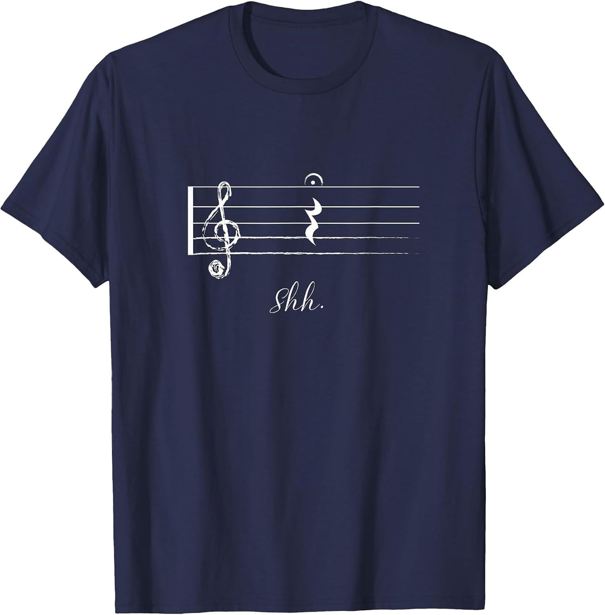 Funny Music Shh Quarter Rest and Fermata T-Shirt - Navy Blue