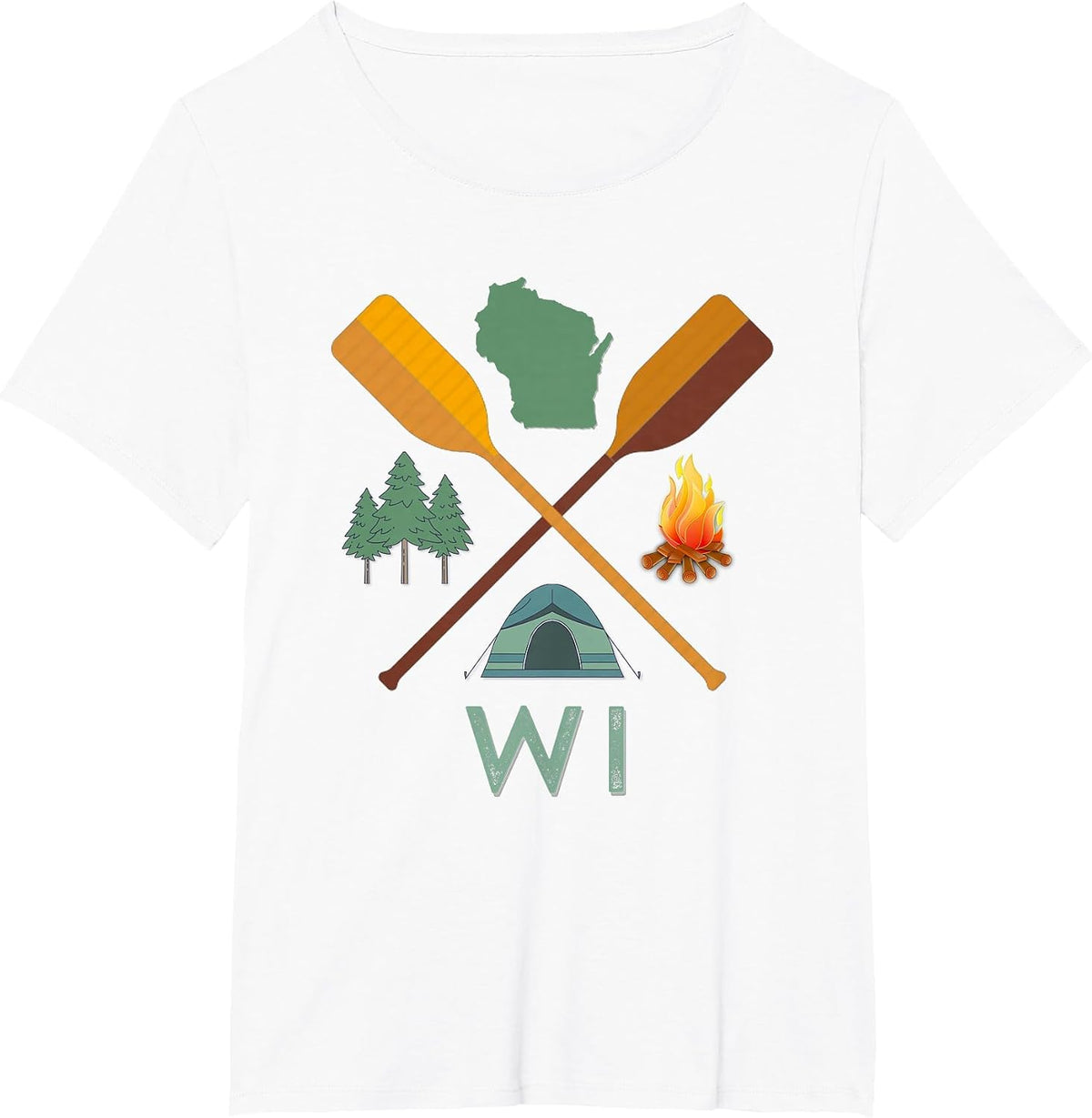 Wisconsin Camping, Canoeing, and Hiking, Nature T-Shirt T-Shirt - White