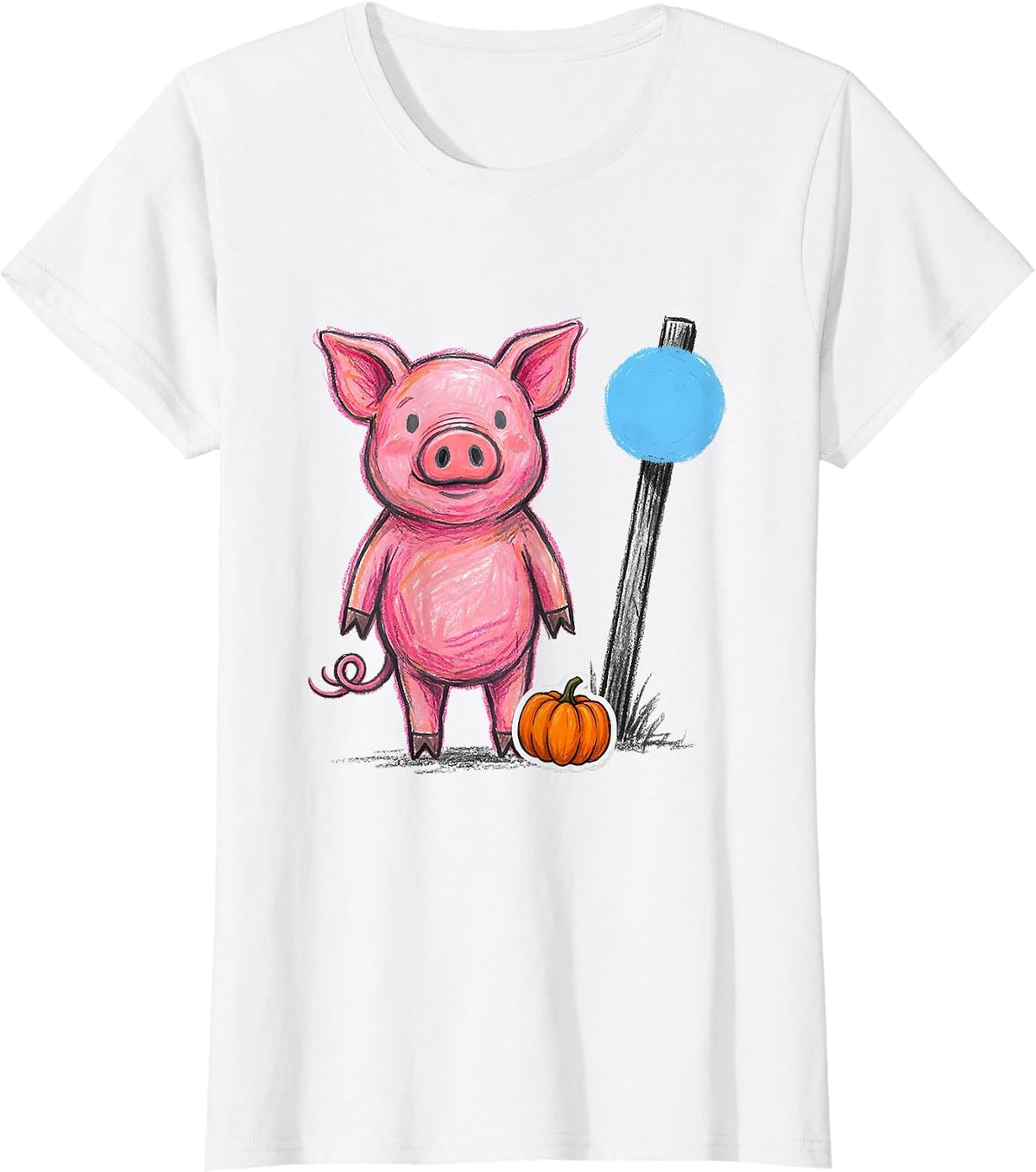 Wobbly Pig Naive Kidcore Halloween Costume Humor T-Shirt - White