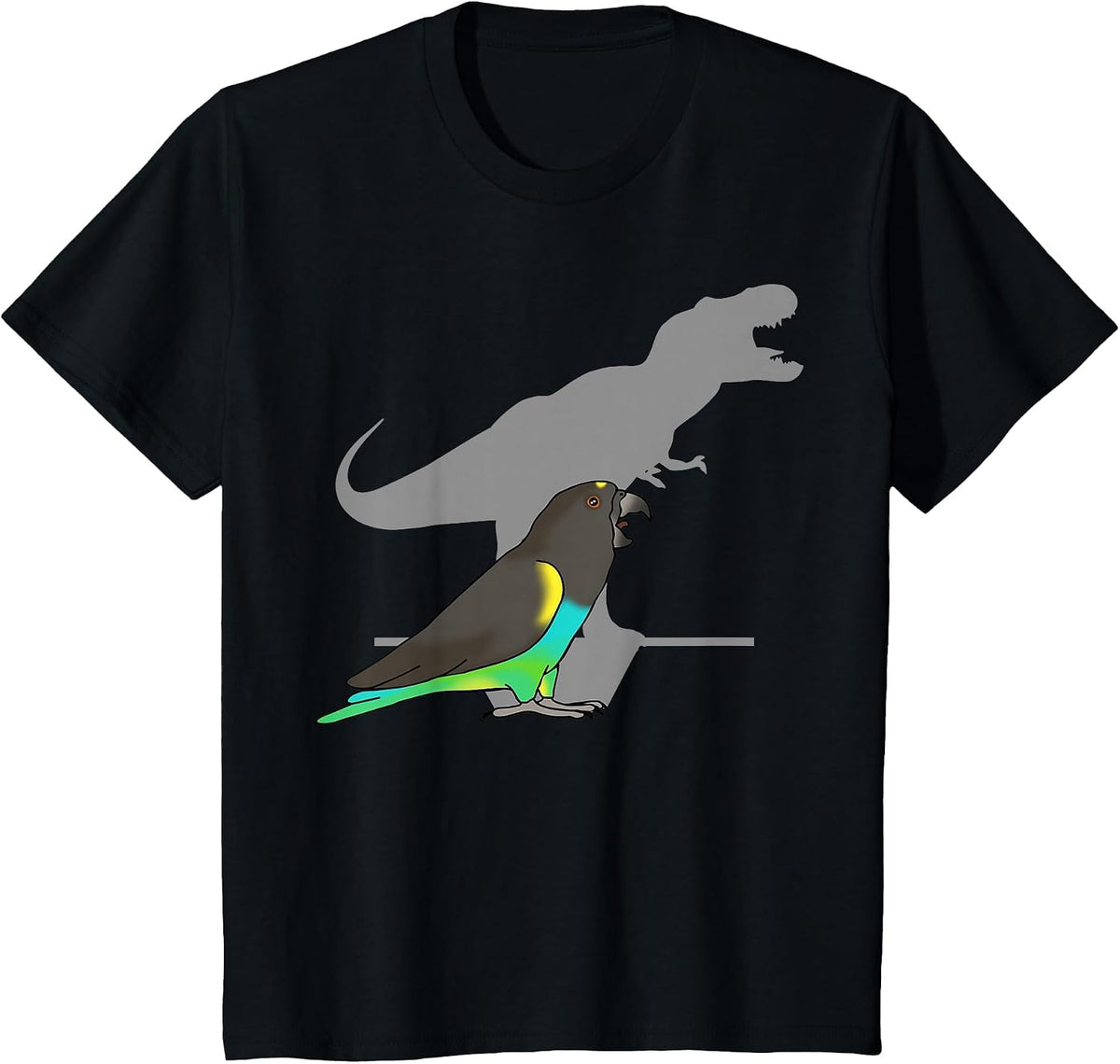 Funny Dinosaur Parrot T-rex Meyer's Parrot Birb Memes T-Shirt - Black