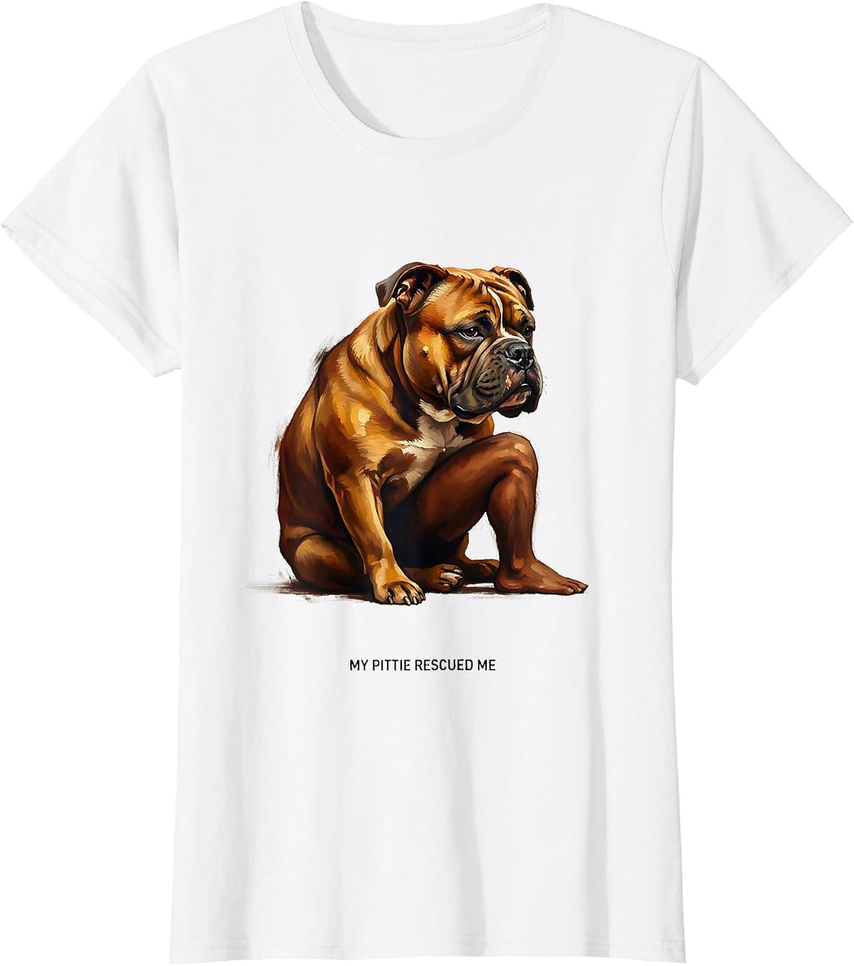 Women's My Pittie Rescued Me Funny Pitbull Dog Lover Gift T-Shirt - White