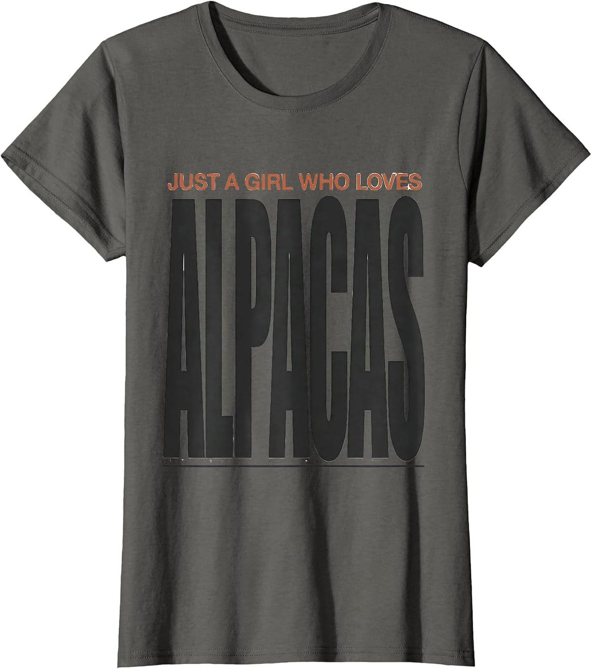 Women's Just A Girl Who Loves Alpacas Funny Animal Lover Humor T-Shirt - Asphalt Grey