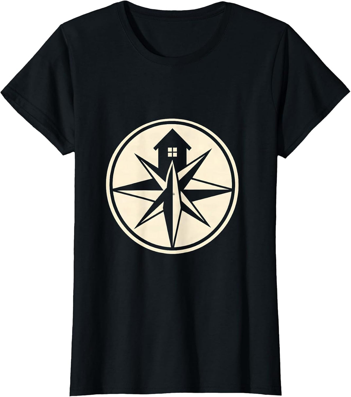 Women's Sped Teacher Compass Schoolhouse Graphic T-Shirt - Black