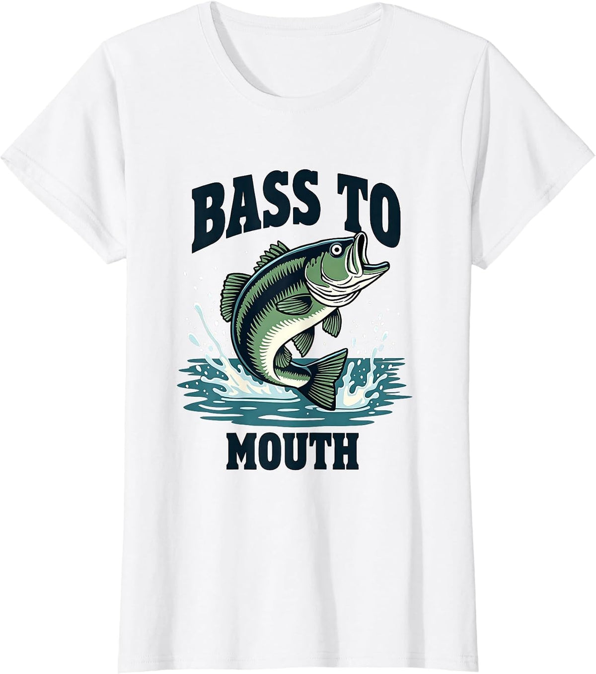 Bass To Mouth Funny Fishing Design T-Shirt - White