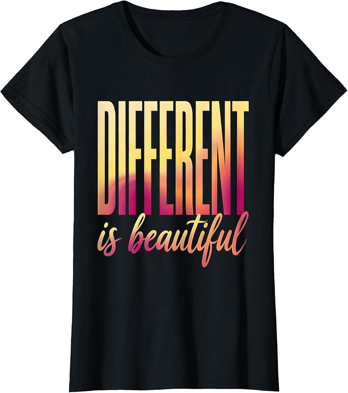 Different Is Beautiful Down Syndrome Awareness Design T-Shirt - Black