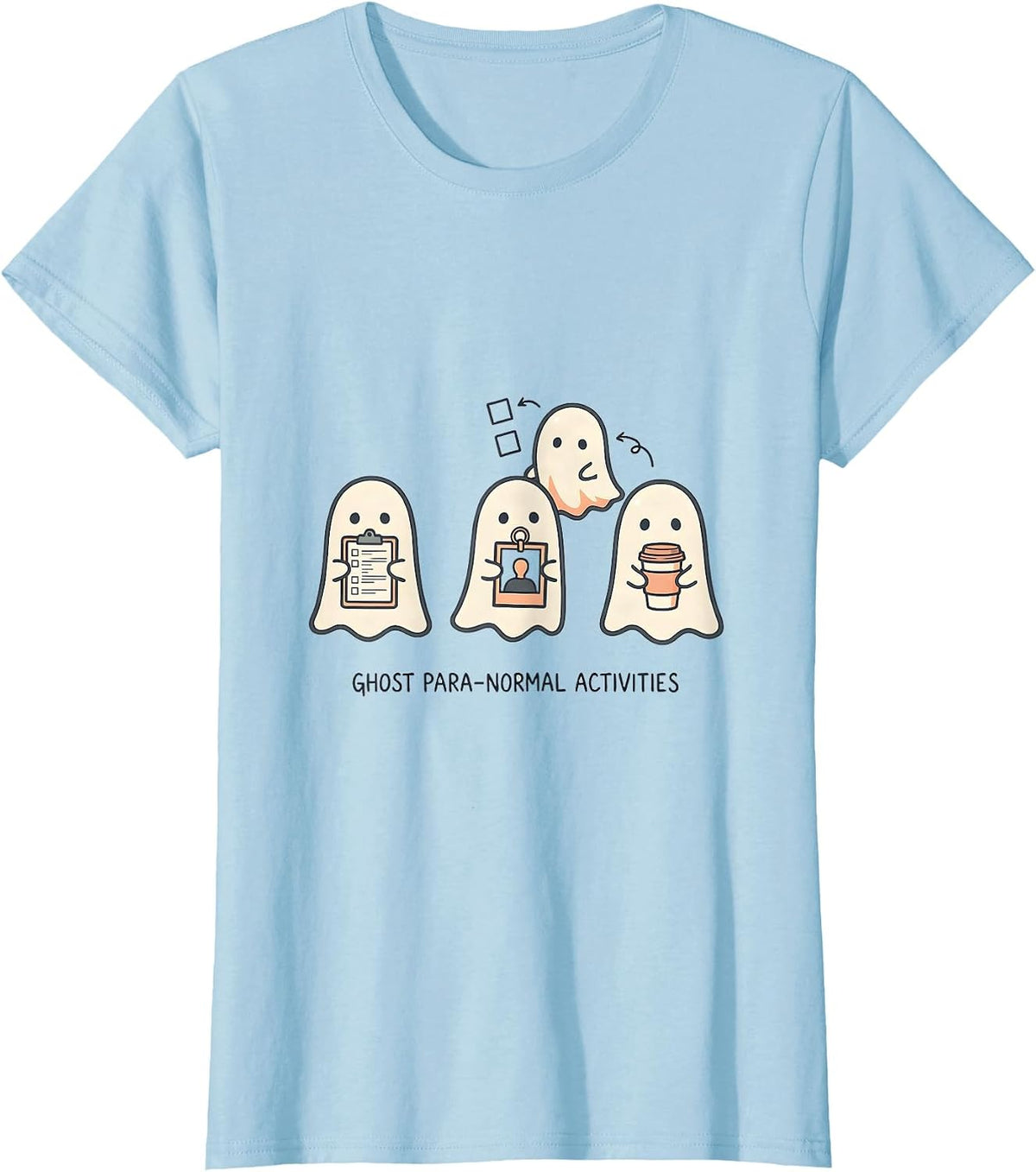 Women's Ghost Para-Normal Activities Kawaii SPED Teacher Halloween T-Shirt - Baby Blue