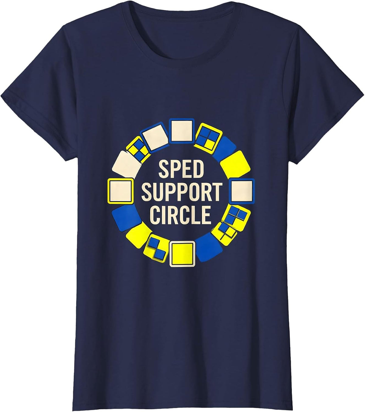Women's SPED Support Circle Geometric Special Education Teacher T-Shirt - Navy Blue
