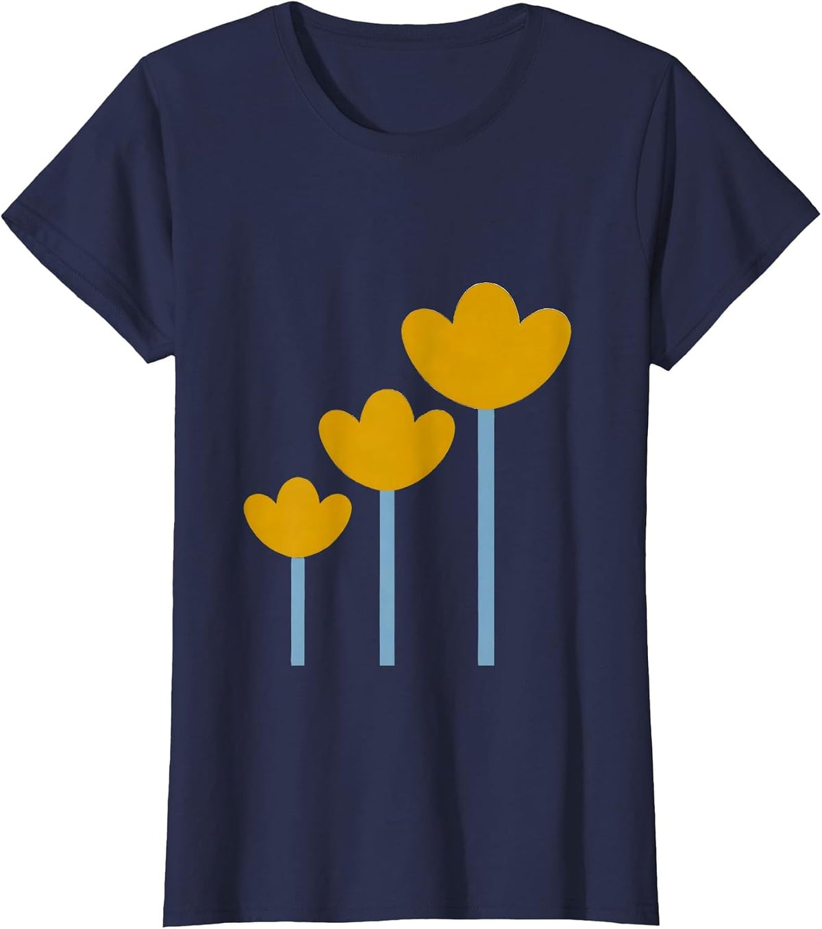 Women's Down Syndrome Awareness Blooming Flowers Design T-Shirt - Navy Blue