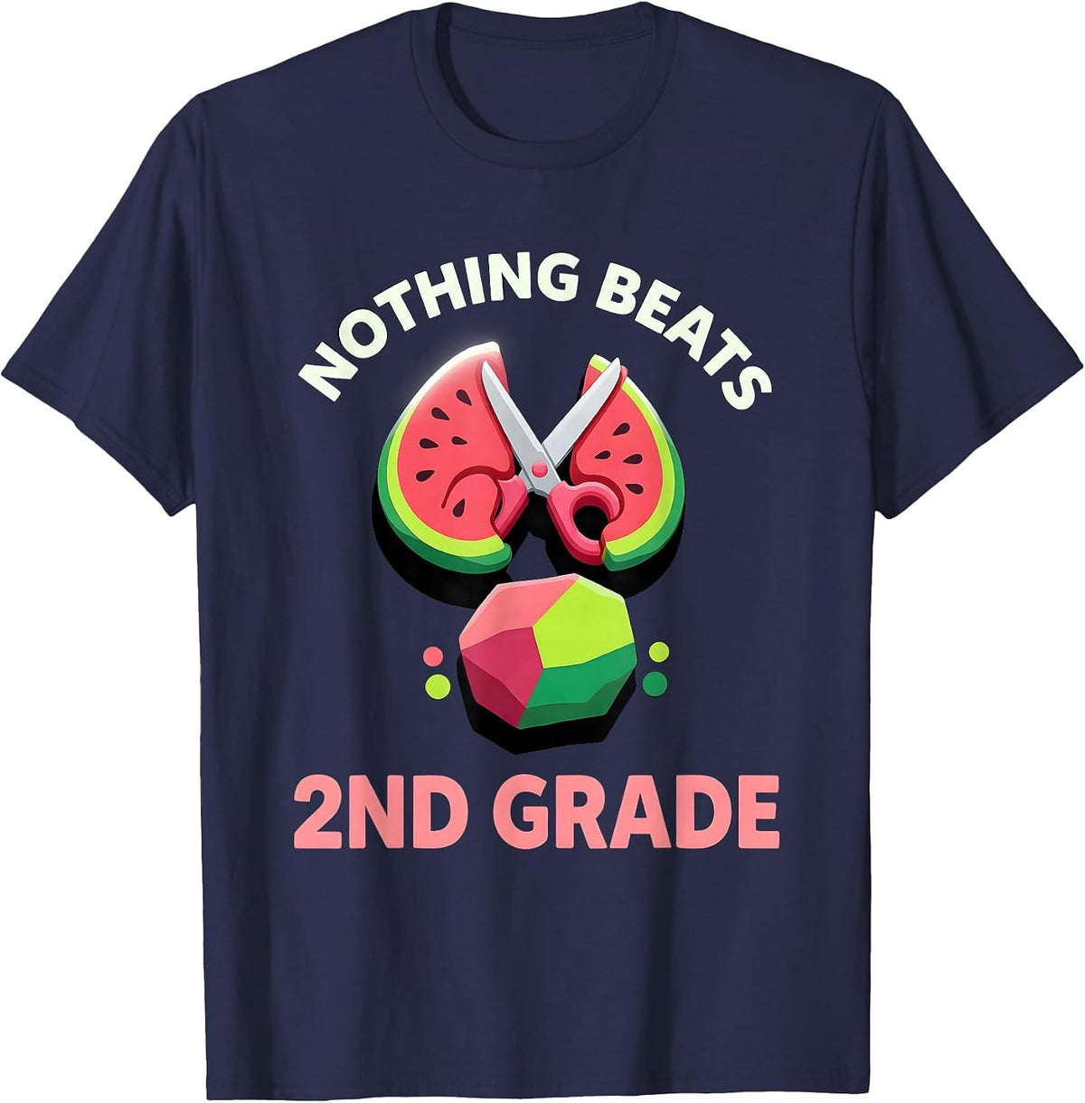 Men's Nothing Beats 2nd Grade Back to School Rock Paper Scissors T-Shirt - Navy Blue