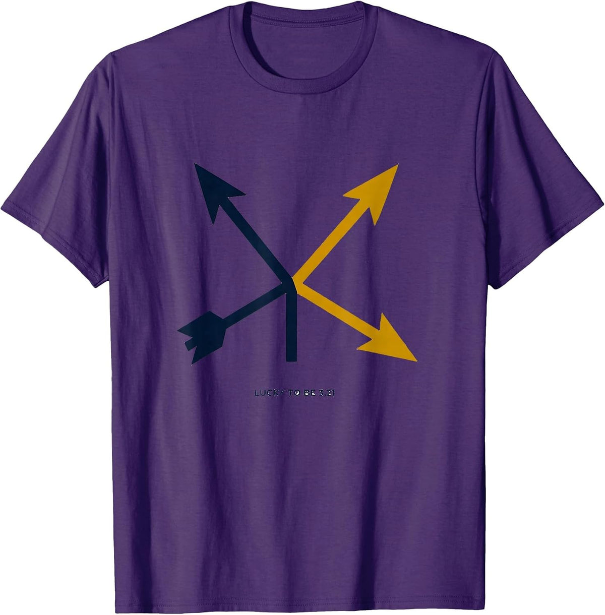 Men's Lucky To Be 3.21 Minimalist Down Syndrome Awareness Arrows T-Shirt - Purple