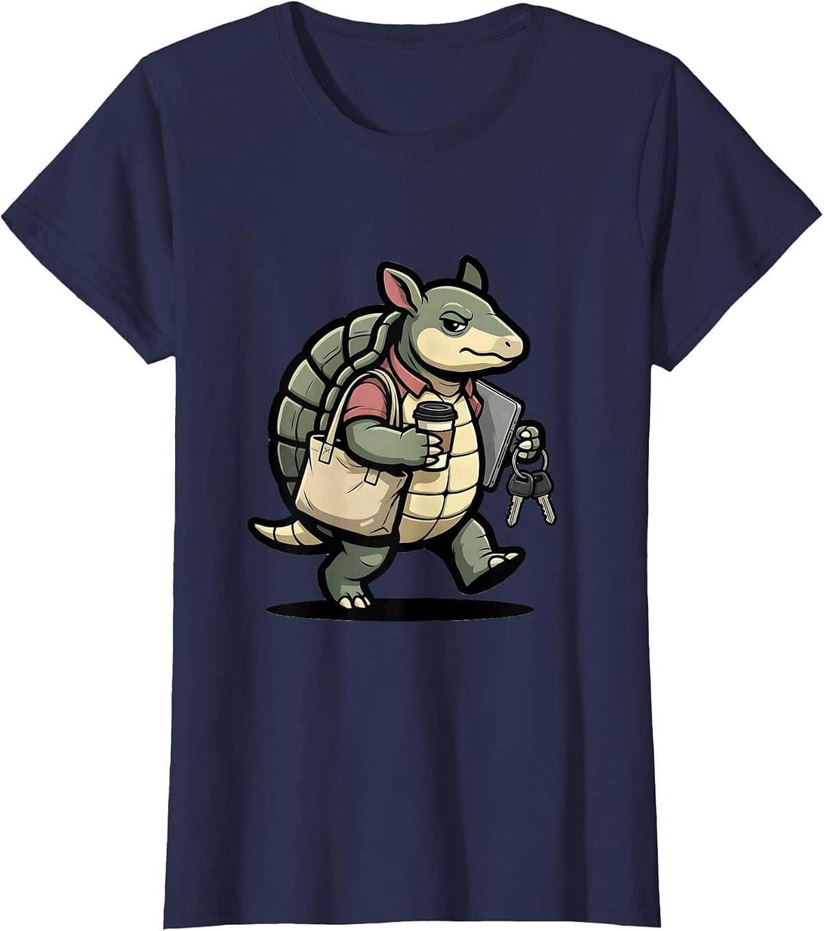 Women's Armadillo Mascot Social Worker Advocacy Humor Work T-Shirt - Navy Blue